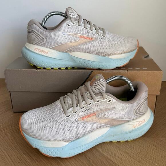 Brooks Glycerin 21 Coconut/Aqua/ Beige Women Running Sneakers - SZ 6.5 - Picture 8 of 14